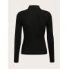 imageFloerns Womens Mock Turtleneck Long Sleeve Slim Fit Stretch Striped TShirts Tunic Tops Fall Fashion Trendy Outfits ClothesBlack Solid