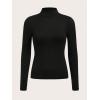 imageFloerns Womens Mock Turtleneck Long Sleeve Slim Fit Stretch Striped TShirts Tunic Tops Fall Fashion Trendy Outfits ClothesBlack Solid