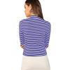 imageFloerns Womens Mock Turtleneck Long Sleeve Slim Fit Stretch Striped TShirts Tunic Tops Fall Fashion Trendy Outfits ClothesDark Blue White