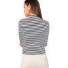 imageFloerns Womens Mock Turtleneck Long Sleeve Slim Fit Stretch Striped TShirts Tunic Tops Fall Fashion Trendy Outfits ClothesDark Grey White