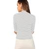 imageFloerns Womens Mock Turtleneck Long Sleeve Slim Fit Stretch Striped TShirts Tunic Tops Fall Fashion Trendy Outfits ClothesLight Grey White