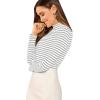 imageFloerns Womens Mock Turtleneck Long Sleeve Slim Fit Stretch Striped TShirts Tunic Tops Fall Fashion Trendy Outfits ClothesLight Grey White