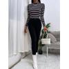 imageFloerns Womens Mock Turtleneck Long Sleeve Slim Fit Stretch Striped TShirts Tunic Tops Fall Fashion Trendy Outfits ClothesMulti Striped