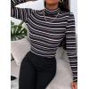 imageFloerns Womens Mock Turtleneck Long Sleeve Slim Fit Stretch Striped TShirts Tunic Tops Fall Fashion Trendy Outfits ClothesMulti Striped