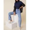 imageFloerns Womens Mock Turtleneck Long Sleeve Slim Fit Stretch Striped TShirts Tunic Tops Fall Fashion Trendy Outfits ClothesNavy Blue