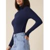 imageFloerns Womens Mock Turtleneck Long Sleeve Slim Fit Stretch Striped TShirts Tunic Tops Fall Fashion Trendy Outfits ClothesNavy Blue