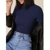 imageFloerns Womens Mock Turtleneck Long Sleeve Slim Fit Stretch Striped TShirts Tunic Tops Fall Fashion Trendy Outfits ClothesNavy Blue