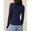 imageFloerns Womens Mock Turtleneck Long Sleeve Slim Fit Stretch Striped TShirts Tunic Tops Fall Fashion Trendy Outfits ClothesNavy Blue