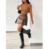 imageFloerns Womens Mock Turtleneck Long Sleeve Slim Fit Stretch Striped TShirts Tunic Tops Fall Fashion Trendy Outfits ClothesYellow Striped