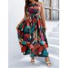 imageFloerns Womens Plus Size Boho Sleeveless Halter Neck Tie Back A Line Long DressBlack Multi