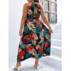 imageFloerns Womens Plus Size Boho Sleeveless Halter Neck Tie Back A Line Long DressBlack Multi