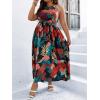 imageFloerns Womens Plus Size Boho Sleeveless Halter Neck Tie Back A Line Long DressBlack Multi