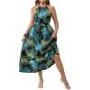 imageFloerns Womens Plus Size Boho Sleeveless Halter Neck Tie Back A Line Long DressBlack Plant
