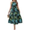 imageFloerns Womens Plus Size Boho Sleeveless Halter Neck Tie Back A Line Long DressBlack Plant