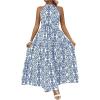 imageFloerns Womens Plus Size Boho Sleeveless Halter Neck Tie Back A Line Long DressBlue