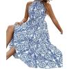 imageFloerns Womens Plus Size Boho Sleeveless Halter Neck Tie Back A Line Long DressBlue