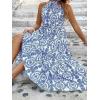 imageFloerns Womens Plus Size Boho Sleeveless Halter Neck Tie Back A Line Long DressBlue