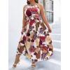 imageFloerns Womens Plus Size Boho Sleeveless Halter Neck Tie Back A Line Long DressBrown Tropical