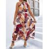 imageFloerns Womens Plus Size Boho Sleeveless Halter Neck Tie Back A Line Long DressBrown Tropical