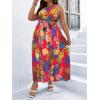 imageFloerns Womens Plus Size Boho Sleeveless Halter Neck Tie Back A Line Long DressHot Pink Floral