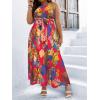 imageFloerns Womens Plus Size Boho Sleeveless Halter Neck Tie Back A Line Long DressHot Pink Floral