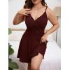 imageFloerns Womens Plus Size Sleeveless Glitter Dress Wrap V Neck Flared Short DressBurgundy