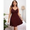 imageFloerns Womens Plus Size Sleeveless Glitter Dress Wrap V Neck Flared Short DressBurgundy