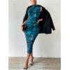 imageFloerns Womens Sleeveless Tie Dye Mock Neck Ruched Slit Hem Party Bodycon DressGreen