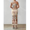 imageFloerns Womens Sleeveless Tie Dye Mock Neck Ruched Slit Hem Party Bodycon DressKhaki