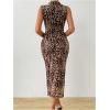 imageFloerns Womens Sleeveless Tie Dye Mock Neck Ruched Slit Hem Party Bodycon DressLeopard
