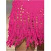 imageFloerns Womens Solid Hollow Out Fringe Hem Crochet Swim Beach Cover Up SkirtHot Pink
