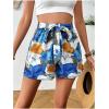 imageFloerns Womens Tie Bow Floral Print Summer Beach Elastic ShortsBlue Multi