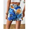 imageFloerns Womens Tie Bow Floral Print Summer Beach Elastic ShortsBlue Multi