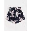 imageFloerns Womens Tie Bow Floral Print Summer Beach Elastic ShortsNavy