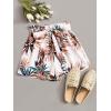 imageFloerns Womens Tie Bow Floral Print Summer Beach Elastic ShortsWhite