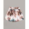 imageFloerns Womens Tie Bow Floral Print Summer Beach Elastic ShortsWhite