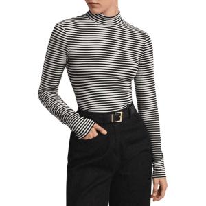 imageFloerns Womens Mock Turtleneck Long Sleeve Slim Fit Stretch Striped TShirts Tunic Tops Fall Fashion Trendy Outfits ClothesBlack F