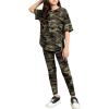imageFloerns Girls 2 Piece Outfit Short Sleeve Tee Shirt with Leggings Pants SetGreen