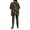 imageFloerns Girls 2 Piece Outfit Short Sleeve Tee Shirt with Leggings Pants SetGreen