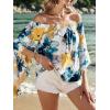imageFloerns Womens Boho Off Shoulder 34 Bell Sleeve Summer Blouse TopBlue and Yellow