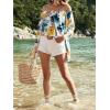 imageFloerns Womens Boho Off Shoulder 34 Bell Sleeve Summer Blouse TopBlue and Yellow