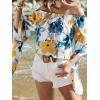imageFloerns Womens Boho Off Shoulder 34 Bell Sleeve Summer Blouse TopBlue and Yellow