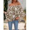 imageFloerns Womens Boho Off Shoulder 34 Bell Sleeve Summer Blouse TopBrown