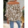 imageFloerns Womens Boho Off Shoulder 34 Bell Sleeve Summer Blouse TopBrown