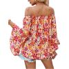 imageFloerns Womens Boho Off Shoulder 34 Bell Sleeve Summer Blouse TopPink Floral