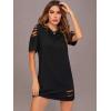 imageFloerns Womens Casual Ripped Short Sleeve Tshirt Tunic DressBlack