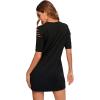 imageFloerns Womens Casual Ripped Short Sleeve Tshirt Tunic DressBlack