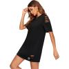 imageFloerns Womens Casual Ripped Short Sleeve Tshirt Tunic DressBlack