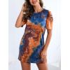 imageFloerns Womens Casual Ripped Short Sleeve Tshirt Tunic DressBlue Multi