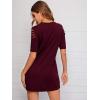 imageFloerns Womens Casual Ripped Short Sleeve Tshirt Tunic DressBurgundy